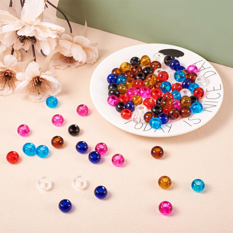 Craftdady 88Pcs Large Hole Glass European Spacer Beads 15x10mm Mixed Color Rondelle Slide Charm Beads for Snake Chain Bracelet Jewelry Making Hole: 5mm - Image 5